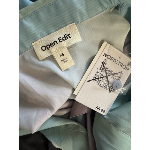 NWD Open Edit Rainbow Satin Short Sleeve Button Front Cropped PJ Top Size XS - Picture 5 of 5